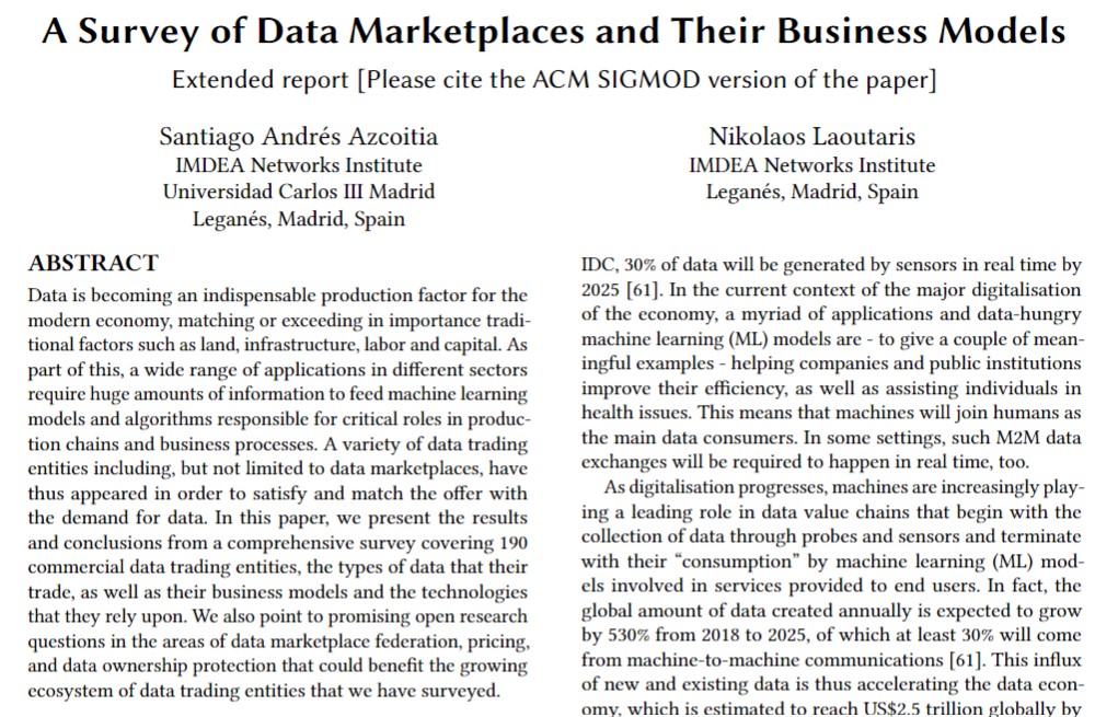 Extended Report – A Survey of DMs and their business models